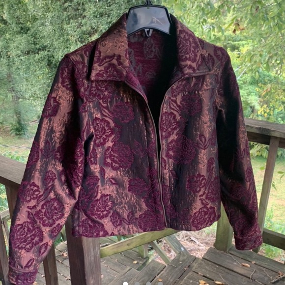 Embroidered Rose Gold Denim Jacket - Picture 1 of 4